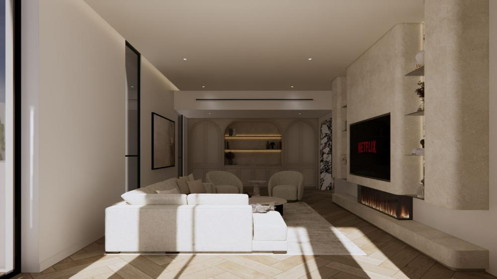 Living room and media wall