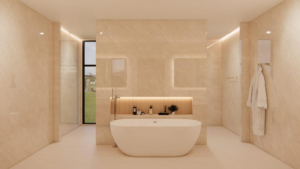 Freestanding tub and wet zone