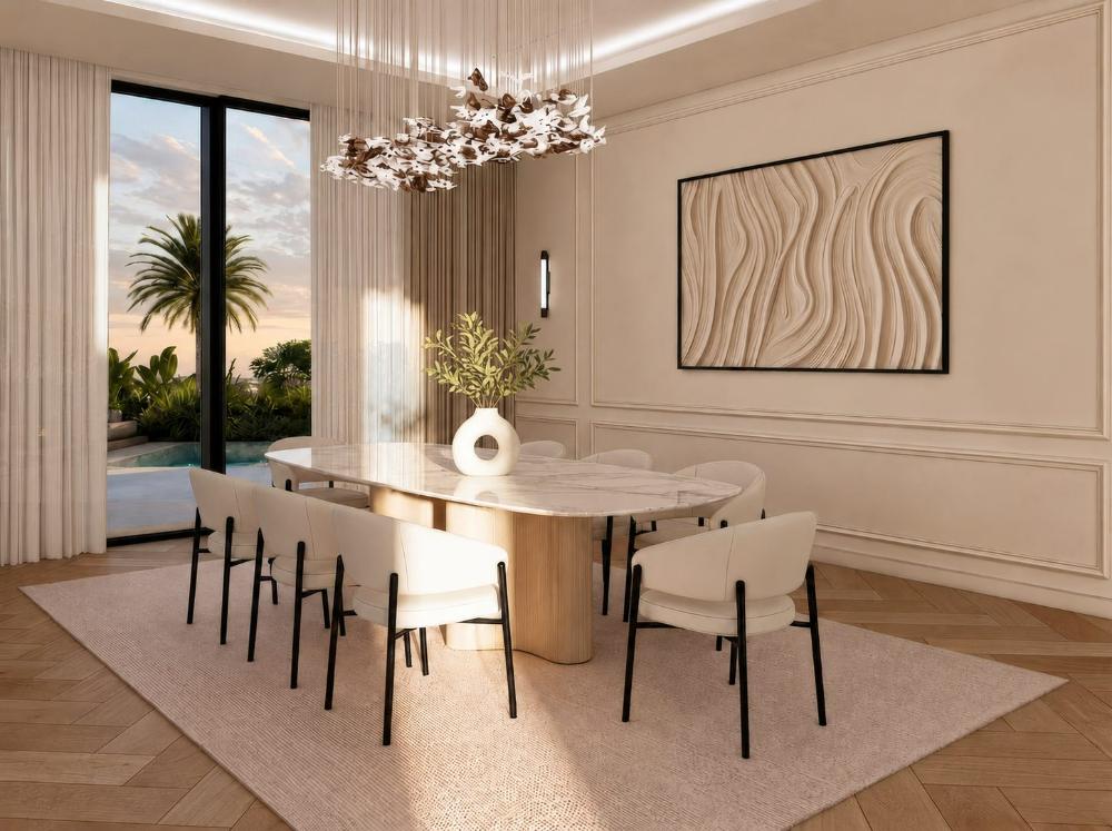 Dining under the cloud chandelier