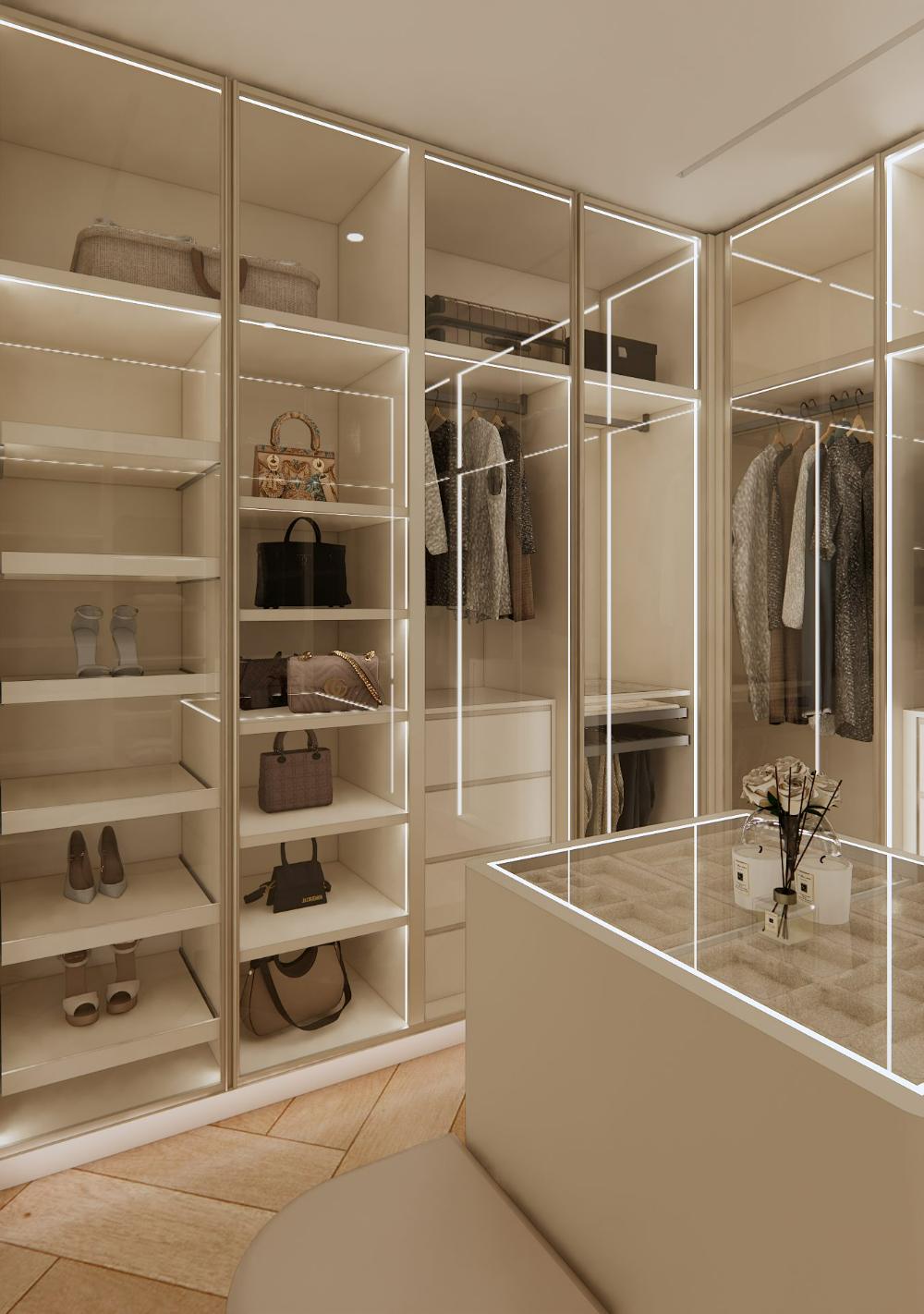 Dressing room, glass fronts