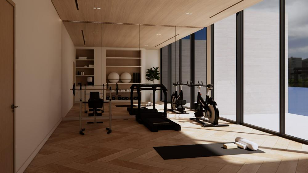 Glass-walled gym