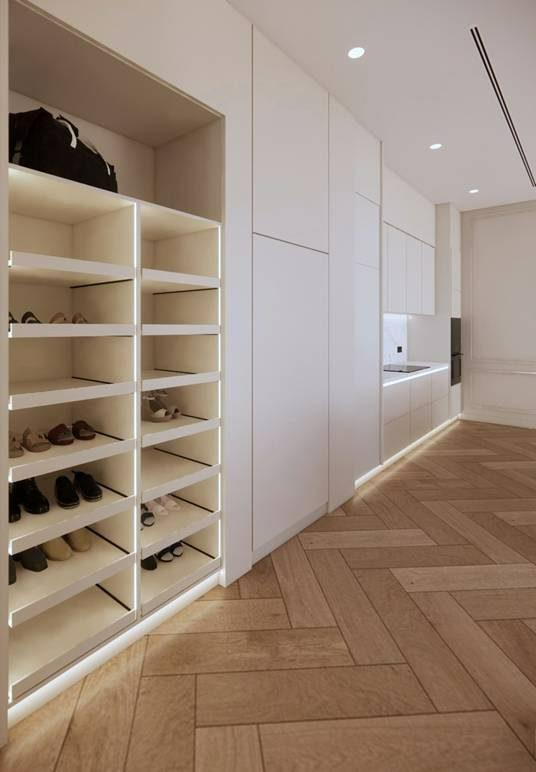 Shoe storage and utility run