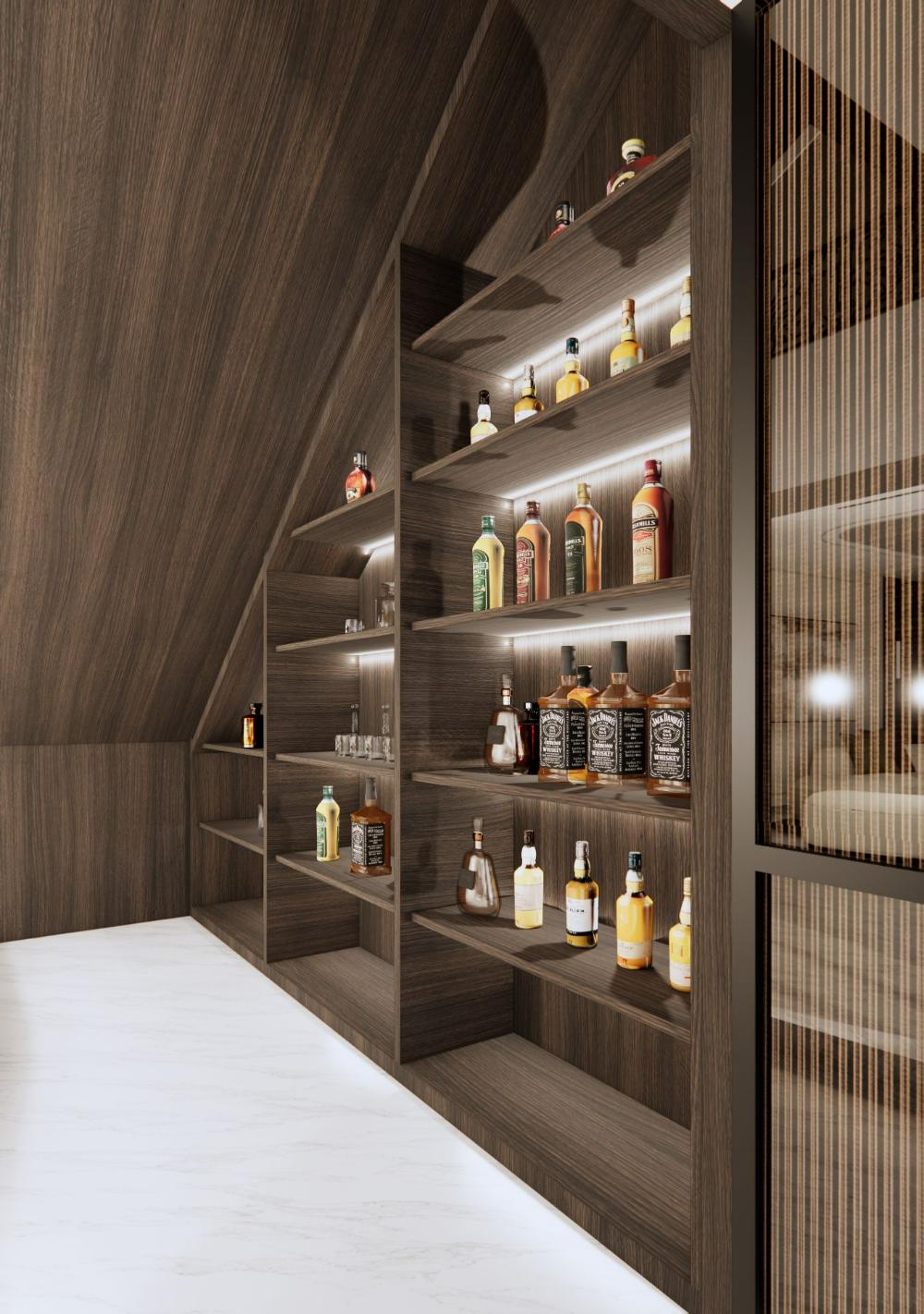 Walnut whisky display