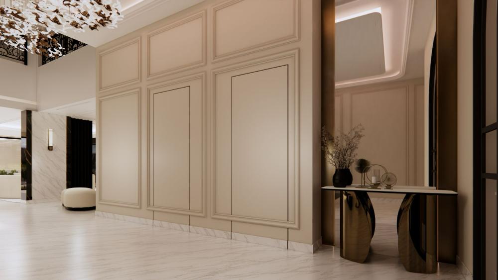 Panelled gallery and console