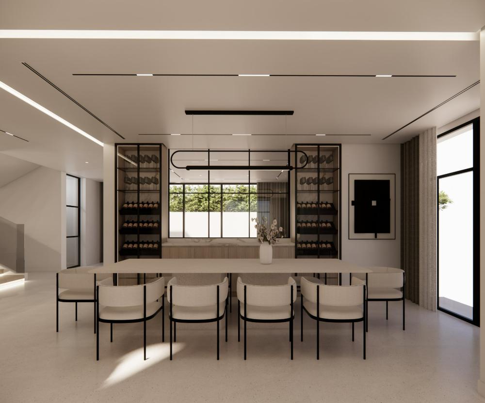 Dining and wine wall